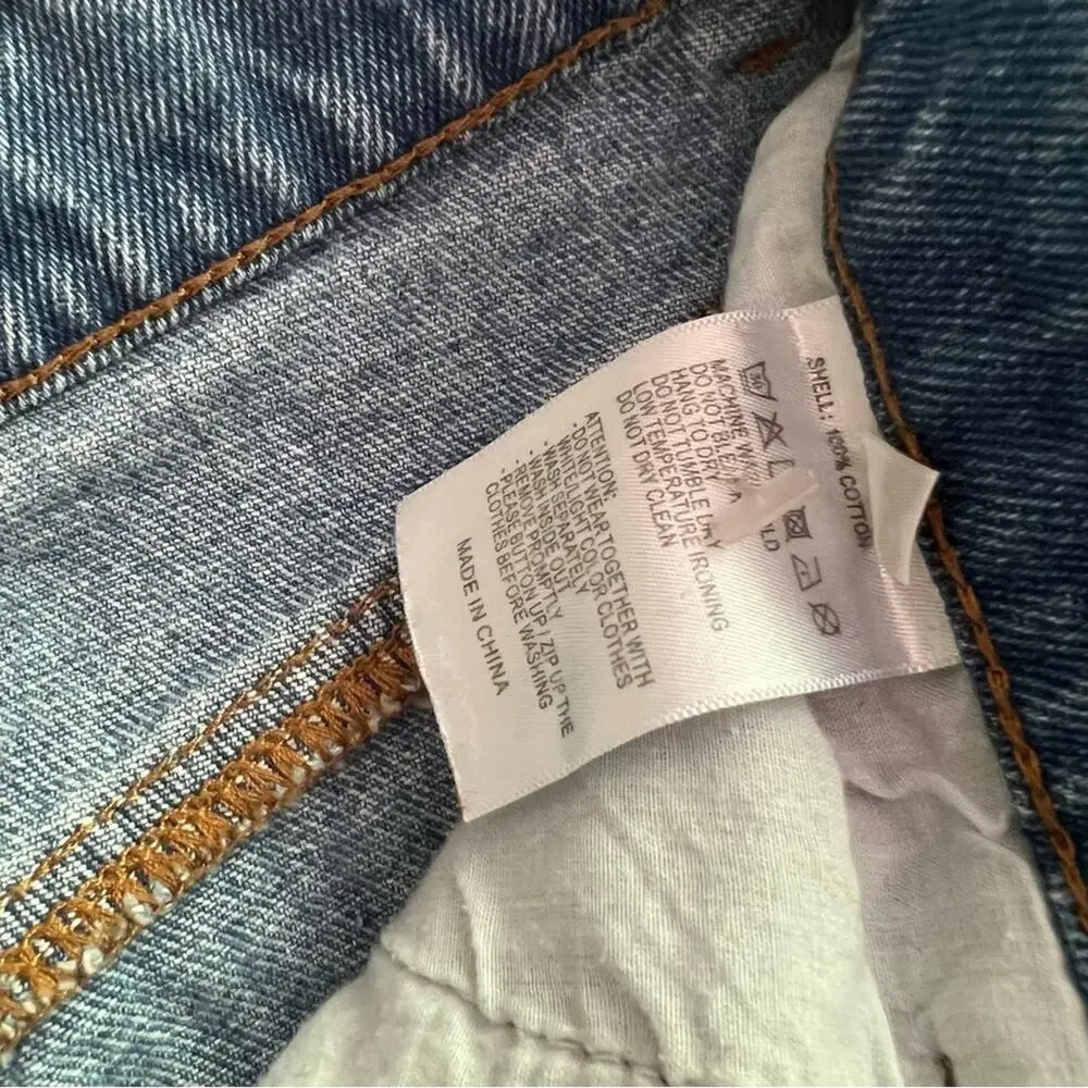 John Galt Denim Skirt‎ Small 100% Cotton Blue Jean Mini Skirt Distressed Raw Hem